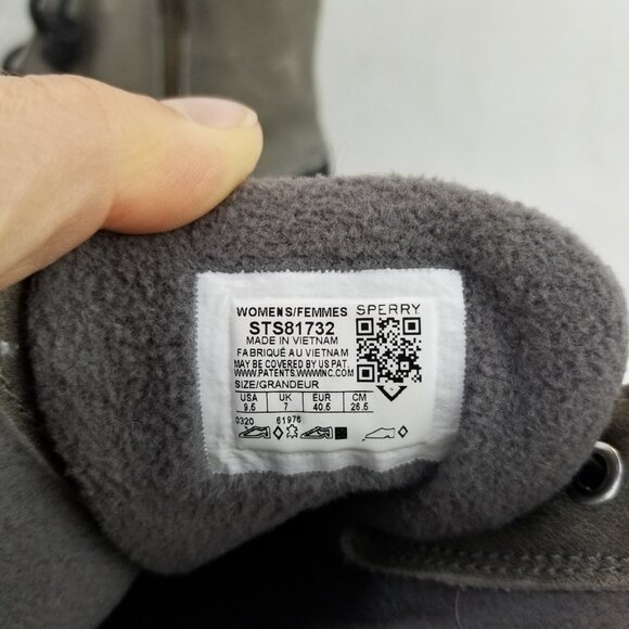 ✅Sperry Saltwater Black Grey Duck Leather Boots Women's 9.5 Winter Work Wear - Picture 4 of 12